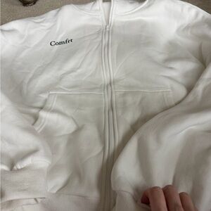 Comfrt Women's White Full-Zip Hoodie
